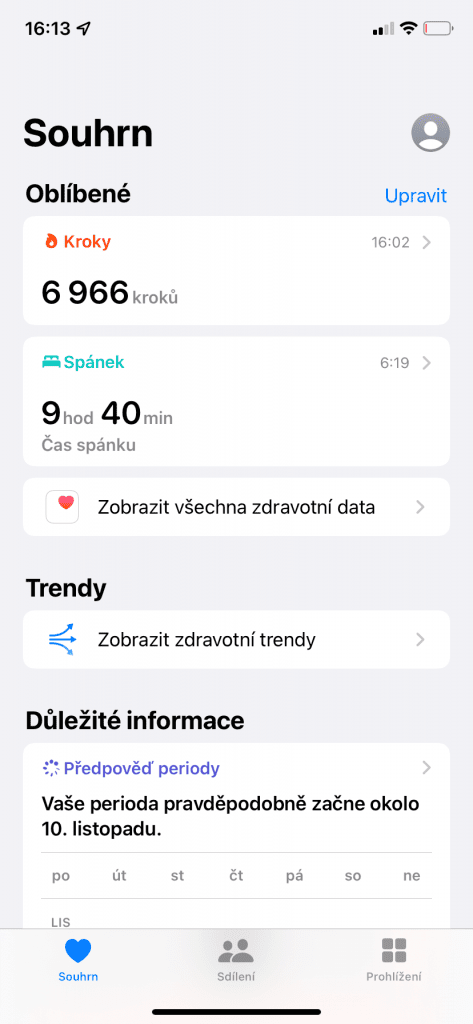 Podsumowanie w aplikacji Zdrowie