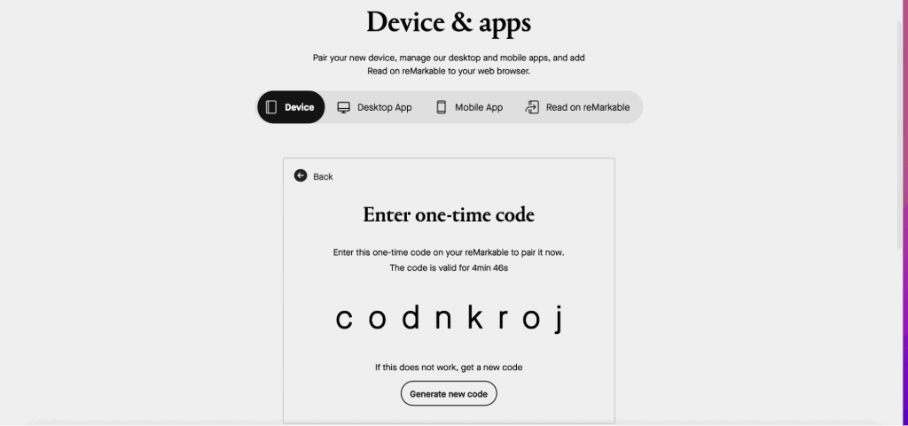 Jednorazowy kod do synchronizacji urządzenia z kontem