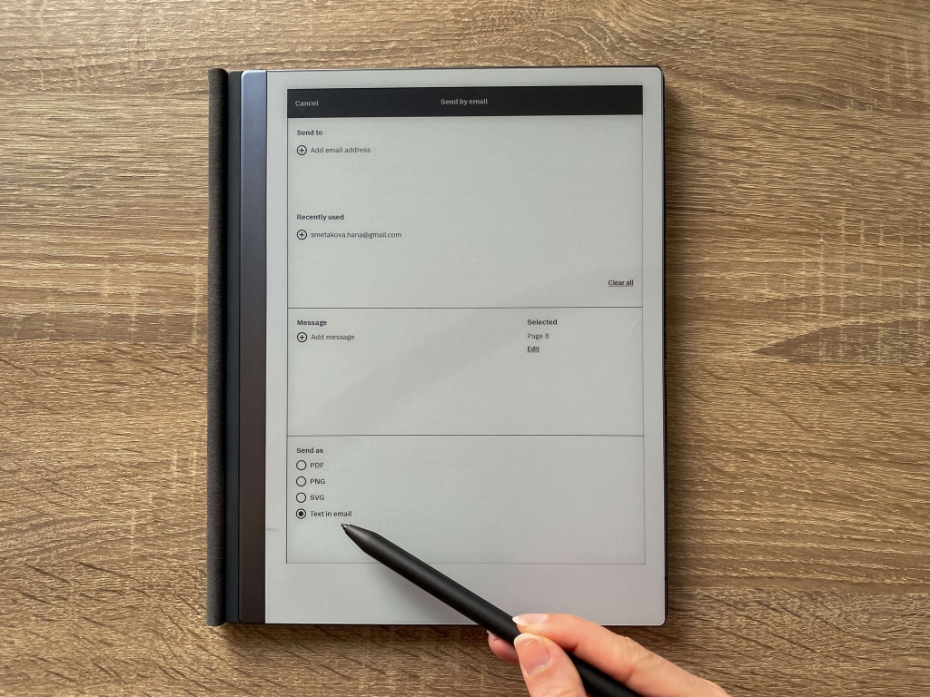 Notatka może być zawarta w treści wiadomości e-mail