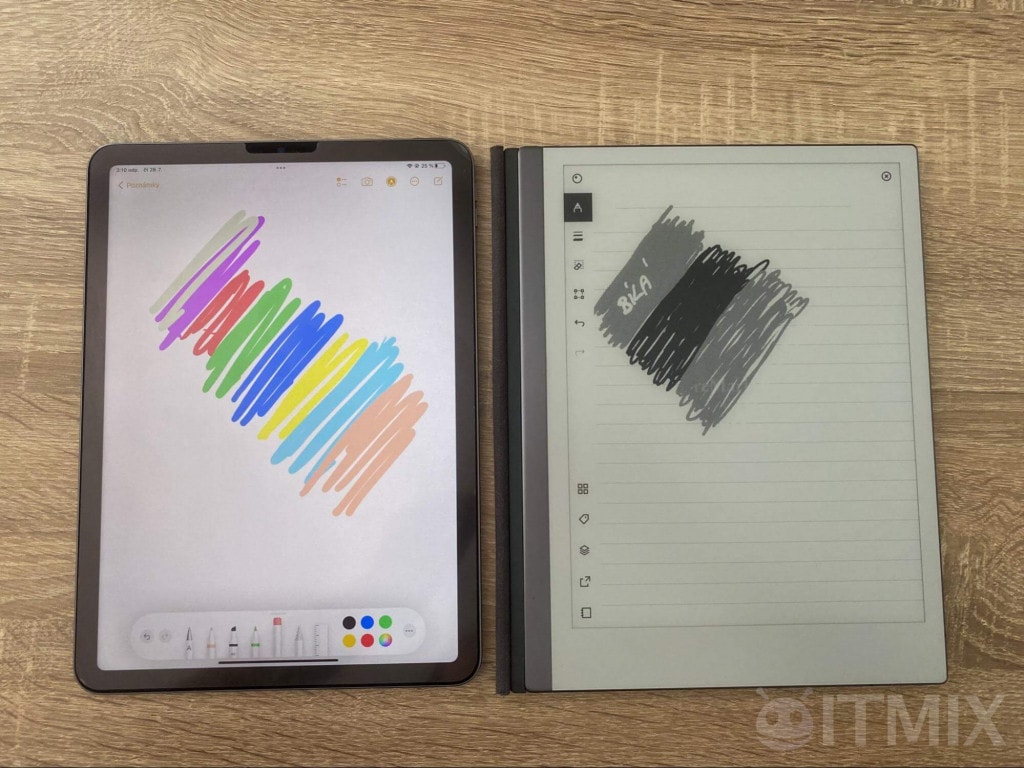 Na iPadzie można rysować w kolorze, na reMarkable tylko w czerni i bieli