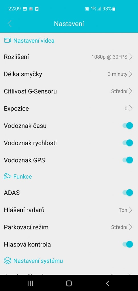 Większość ustawień kamery można znaleźć w aplikacji