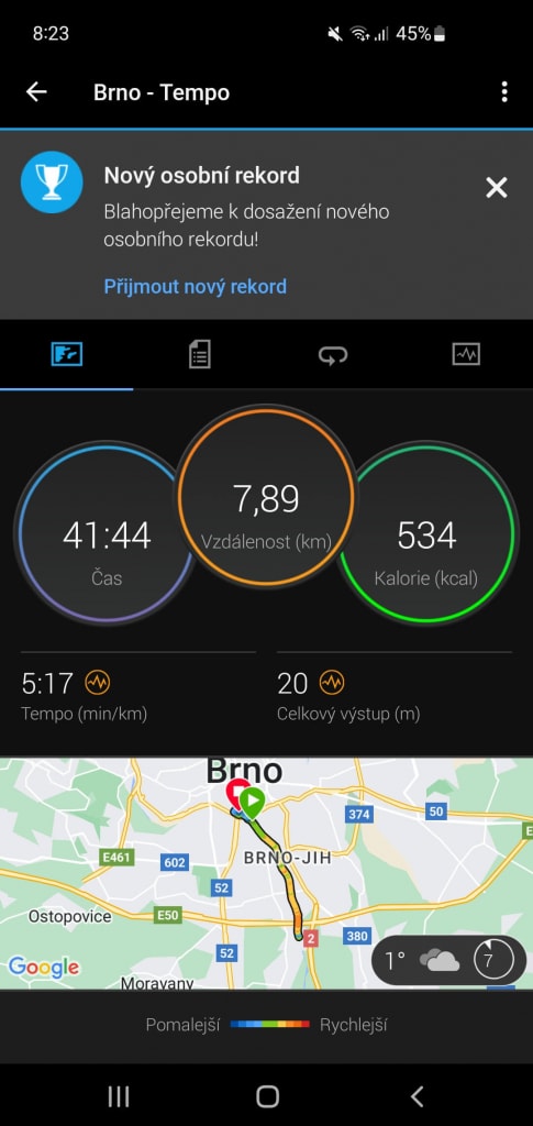 Ogólne statystyki biegu w aplikacji są bardzo szczegółowe