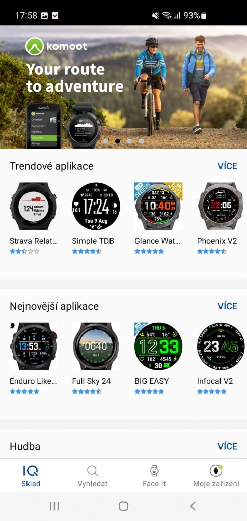 Aplikacje, tarcze zegarka lub pola danych można znaleźć w sklepie Garmin IQ Store