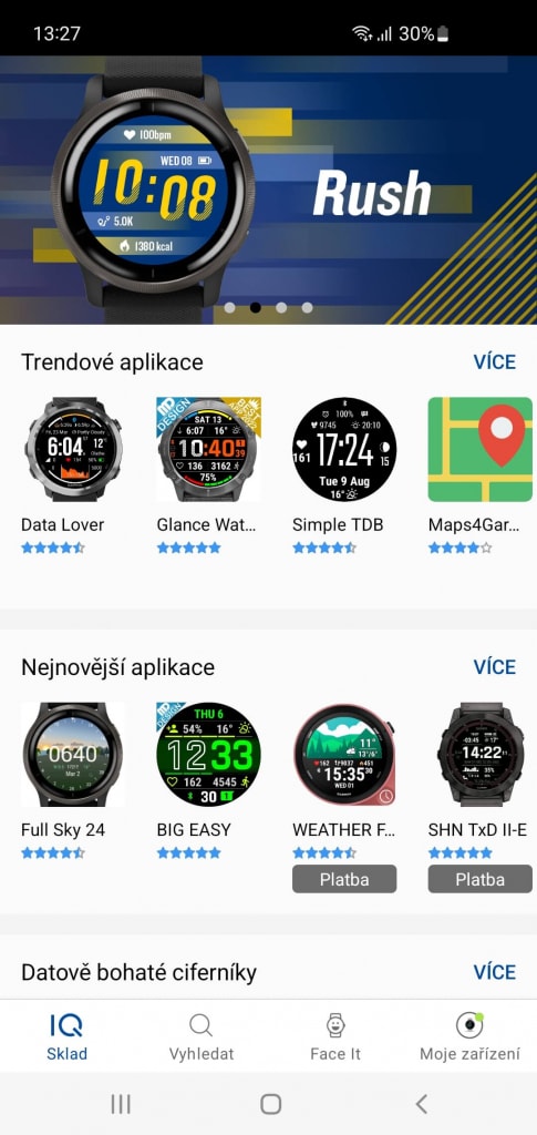 Aplikacja Garmin IQ służy jako sklep z akcesoriami