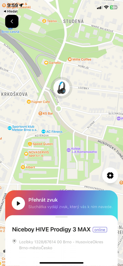 Funkcja wyszukiwania słuchawek