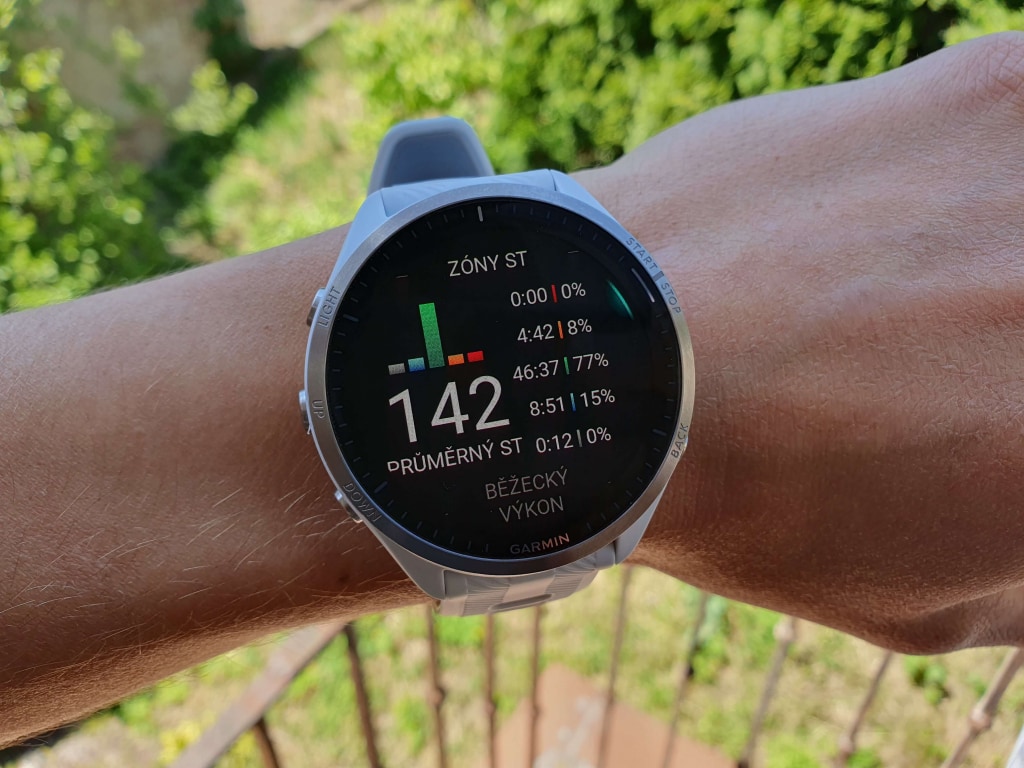 Przegląd stref ST obejmuje wykres, średnią wartość i czas trwania stref