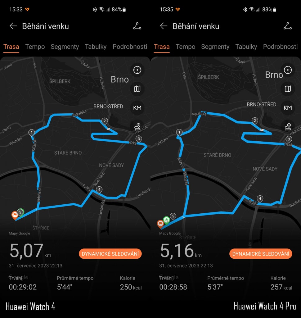 Zarejestrowana trasa różniła się minimalnie