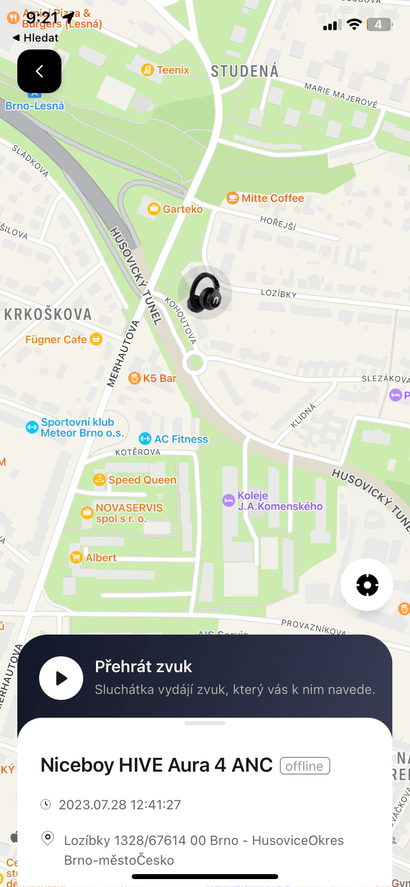 Funkcja wyszukiwania słuchawek