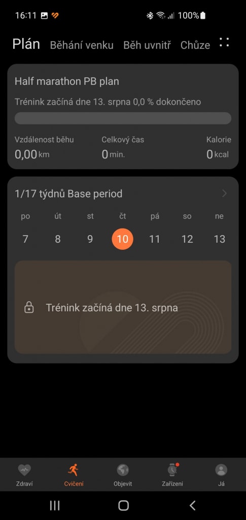 Przegląd planu treningowego będzie zawsze dostępny w aplikacji