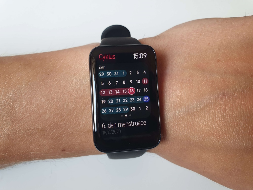 Funkcja obejmuje przejrzysty kalendarz cyklu z legendą