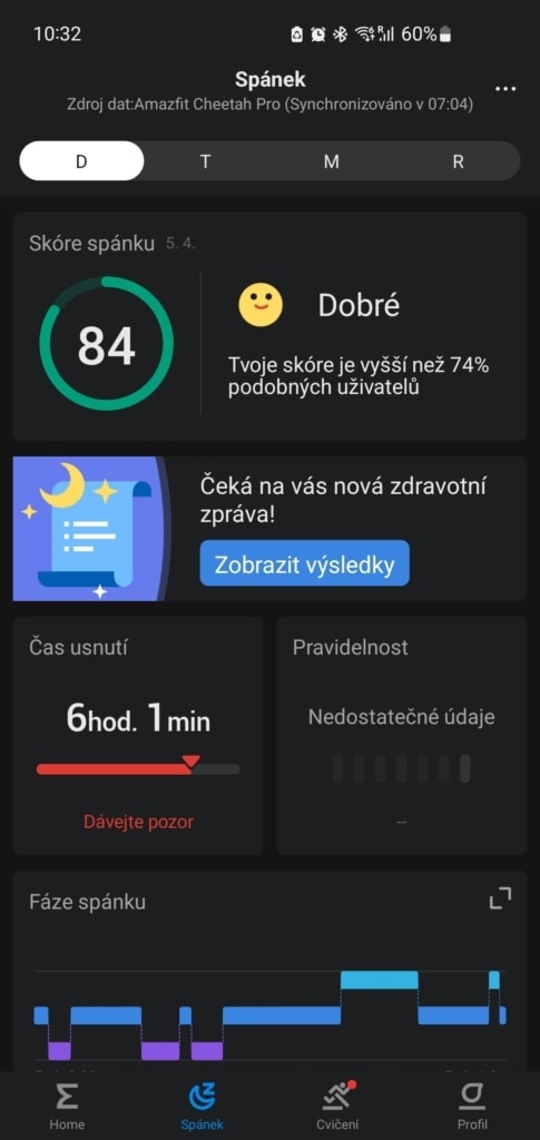 Opis snu w aplikacji jest bardzo szczegółowy