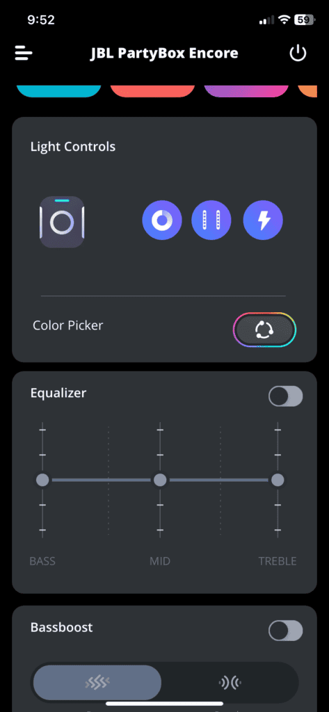 Elementy świetlne można włączać i wyłączać
