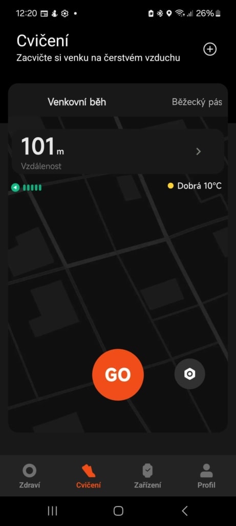 W aplikacji można rozpocząć trening