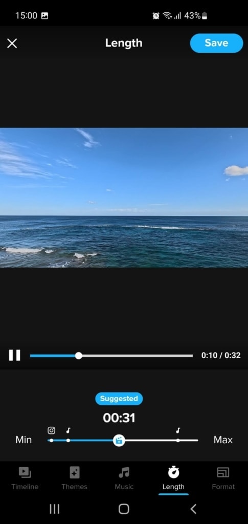 Można edytować czas trwania, motyw lub ścieżkę dźwiękową