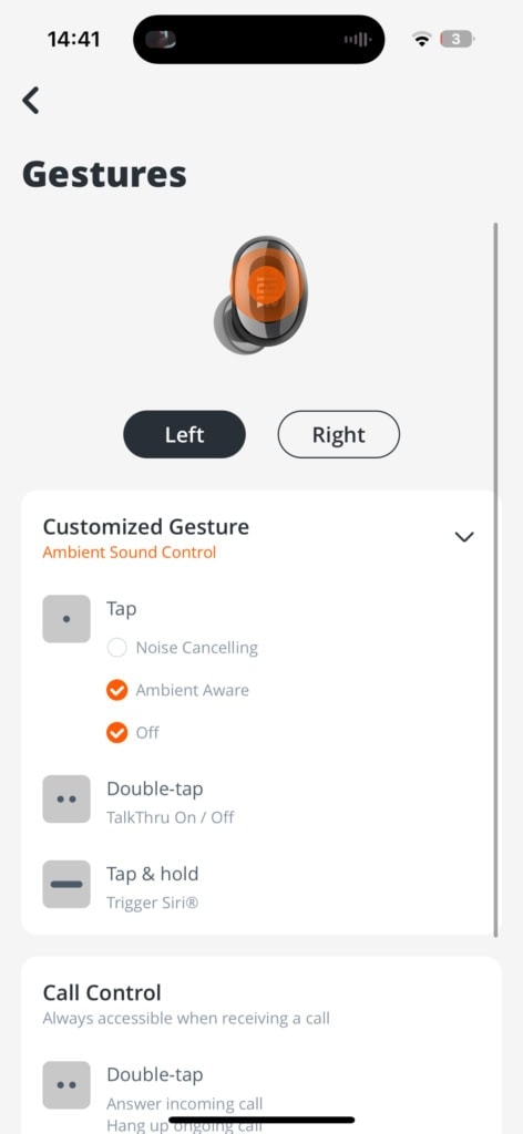 Układ funkcji słuchawek