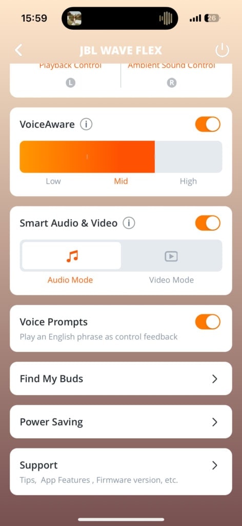 Aplikacja JBL jest bardzo przejrzysta