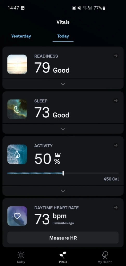 W zakładce Vitals można znaleźć bieżące metryki