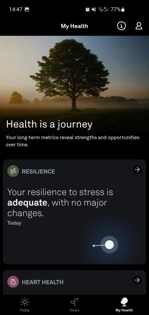 Zakładka Moje zdrowie zawiera analizy długoterminowe