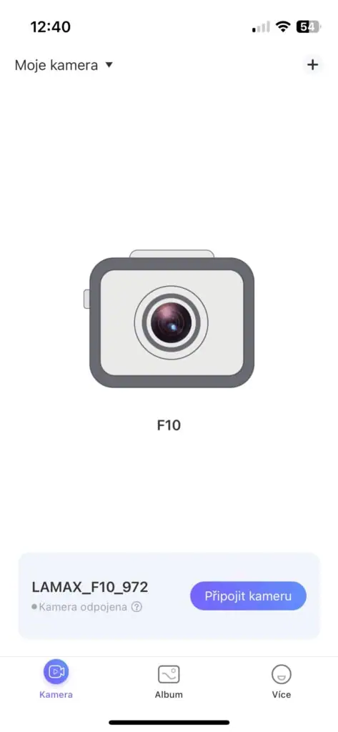 Strona główna w celu sparowania, a następnie wybrania kamery.