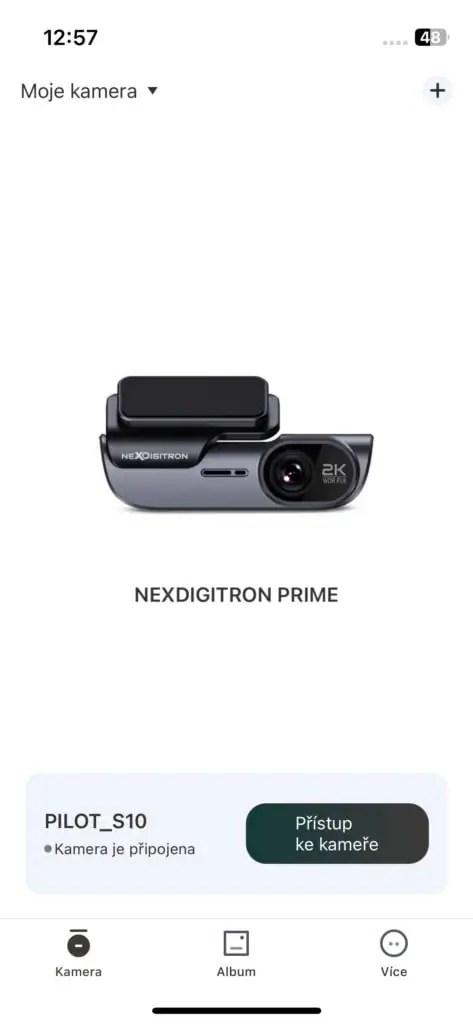 Ekran główny aplikacji do parowania i wyboru kamer.