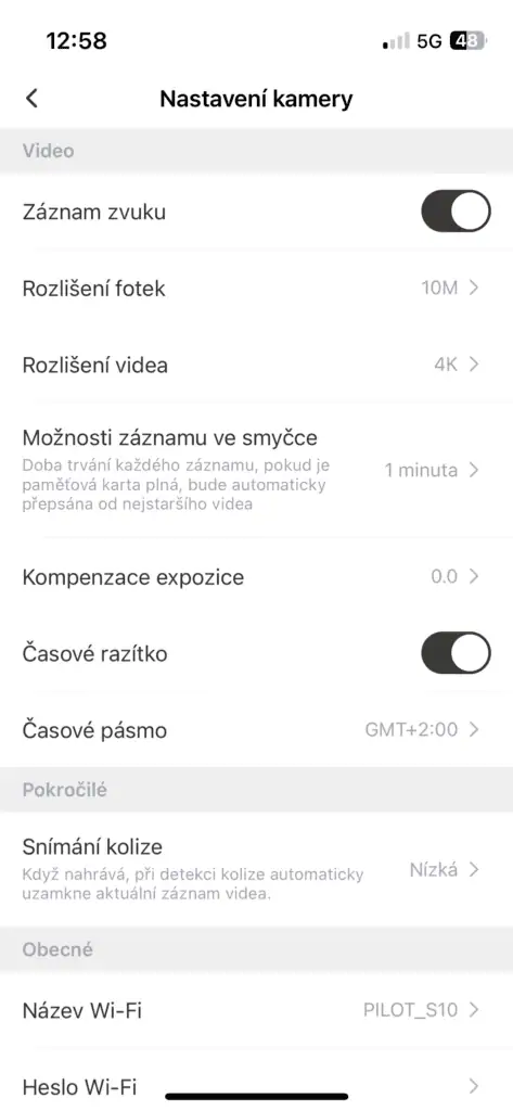 Uzupełnienie ustawień parametrów w aplikacji.