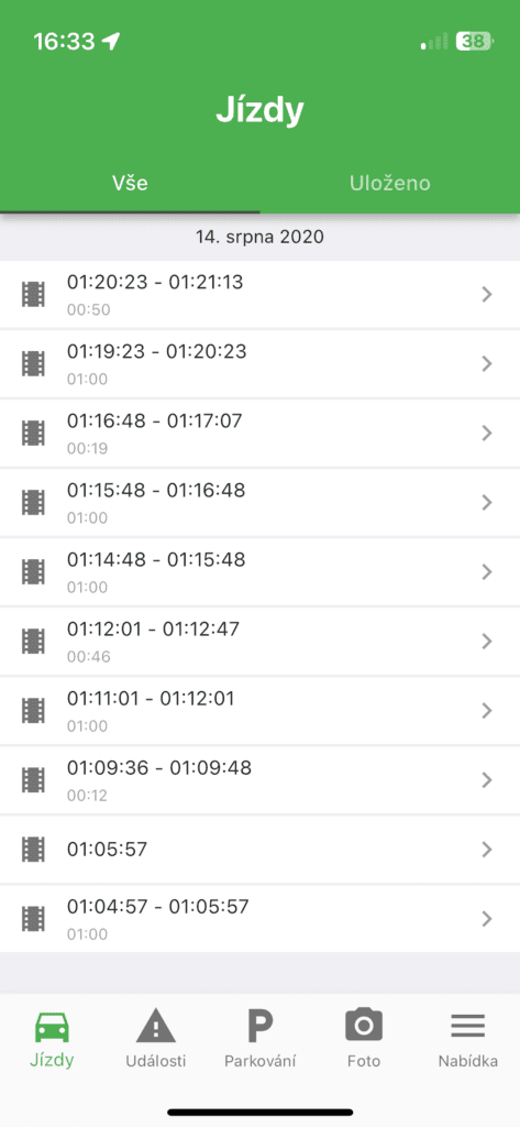 W aplikacji główną rolę odgrywa lista zarejestrowanych nagrań