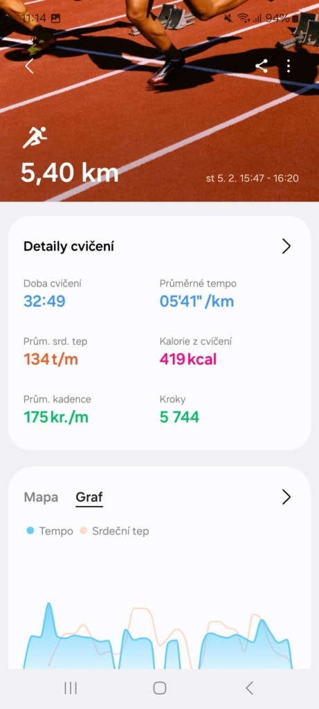 Podsumowanie automatycznie zarejestrowanego biegu