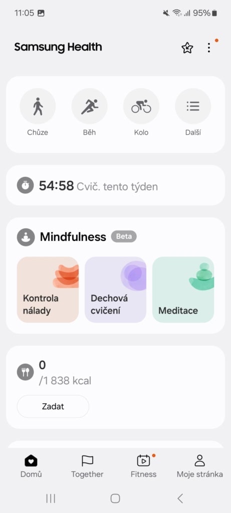 Z aplikacji możesz uruchomić aktywność lub medytację