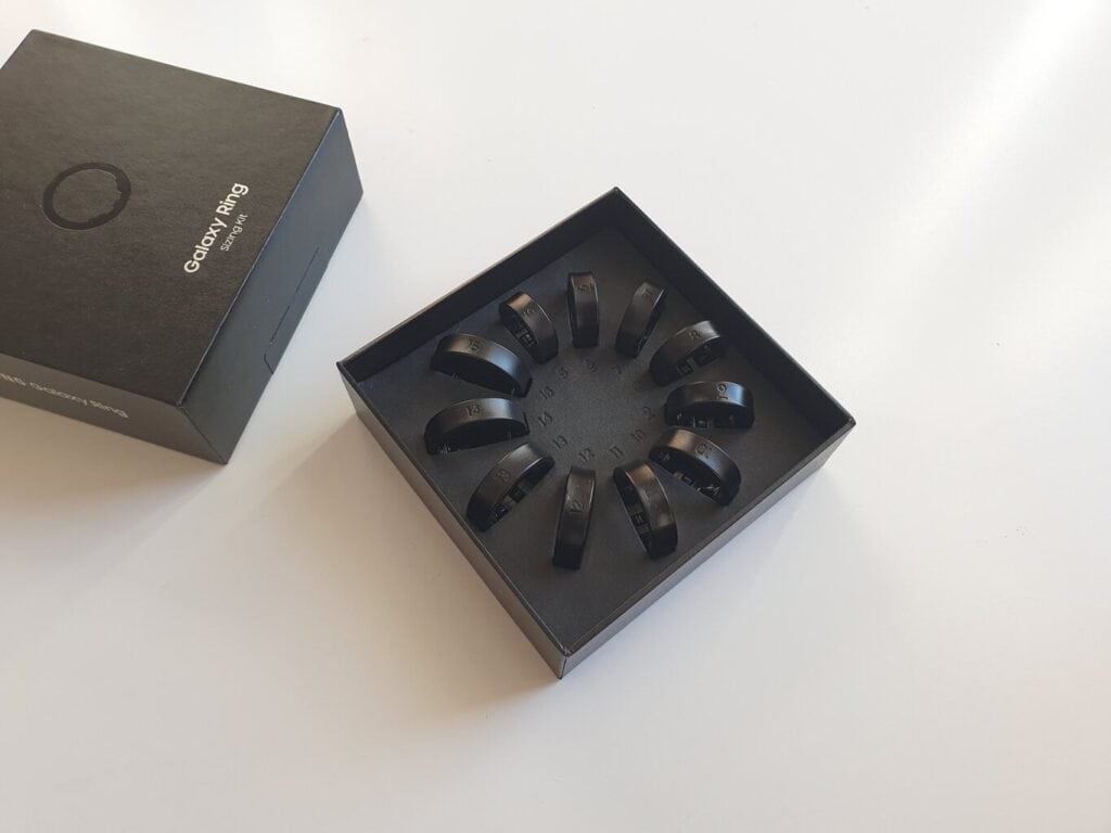 Makiety wszystkich dostępnych rozmiarów Samsung Galaxy Ring