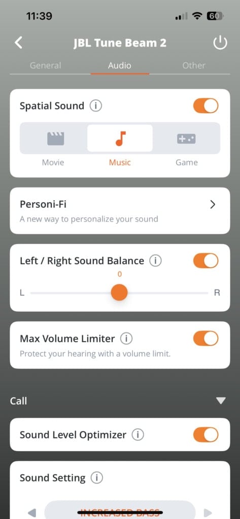 Dalsze ustawienia dźwięku