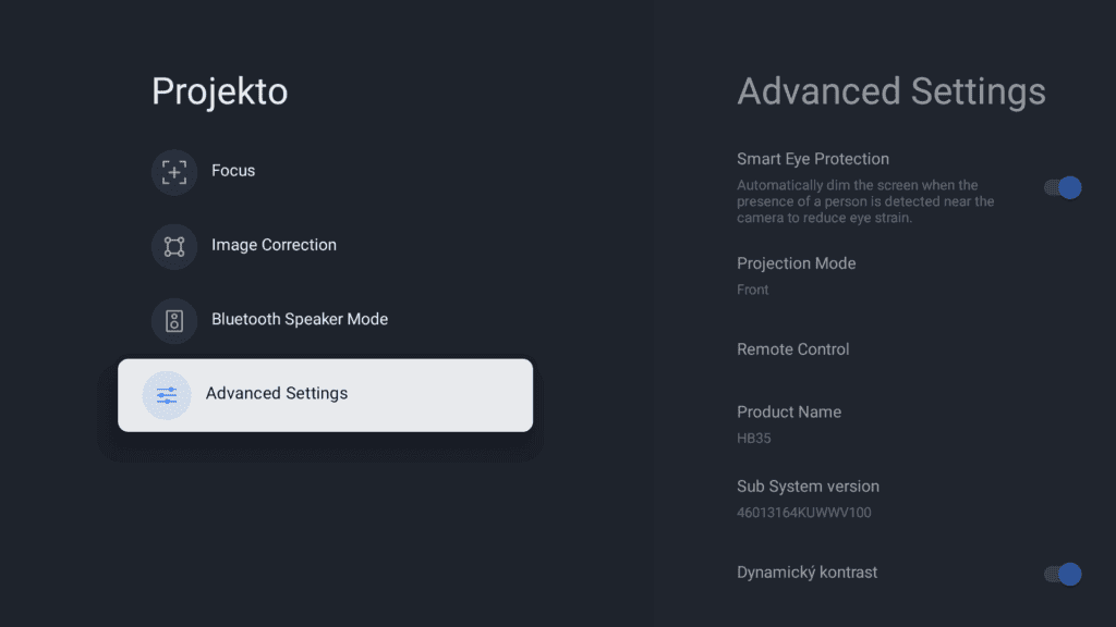 Specjalne menu do ustawiania parametrów obrazu i trybu głośnika