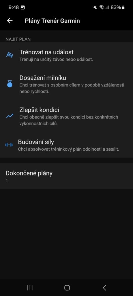 W aplikacji naleznete różne przedpřipravené plány