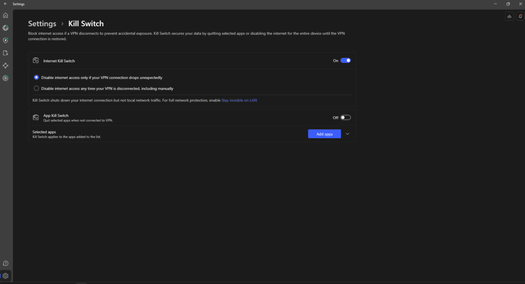 Ustawienia Kill Switch