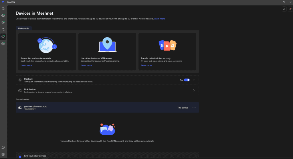 Ustawienia funkcji Mechnet