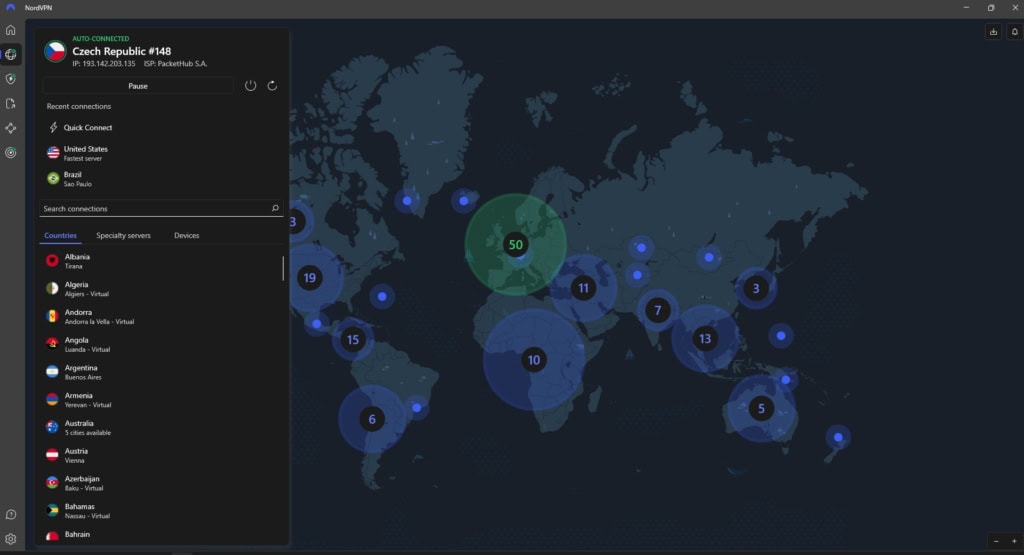Przejrzysty wybór serwerów