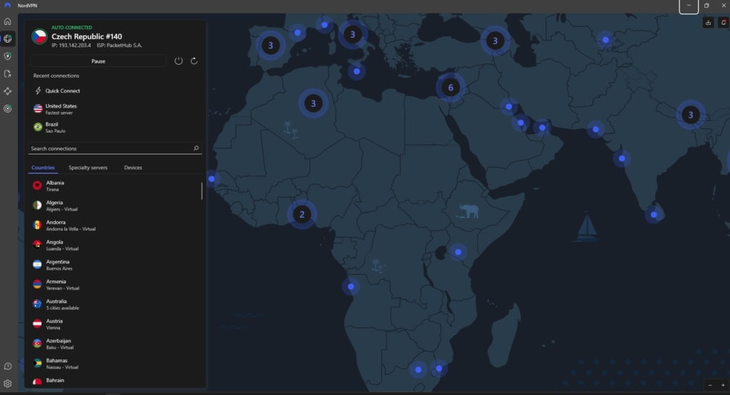 Nie brakuje także serwerów afrykańskich