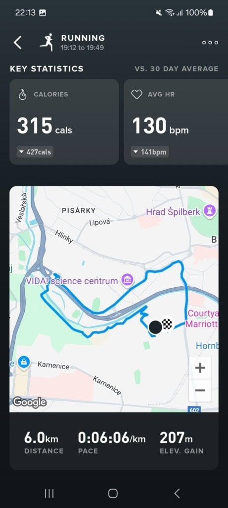 Trasa według GPS z telefonu