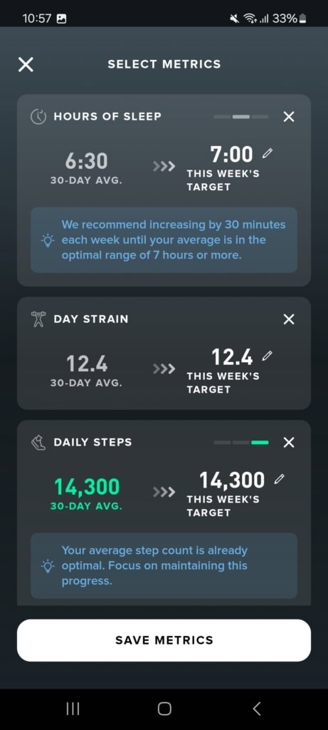 Szczegółowe ustawienia metryk