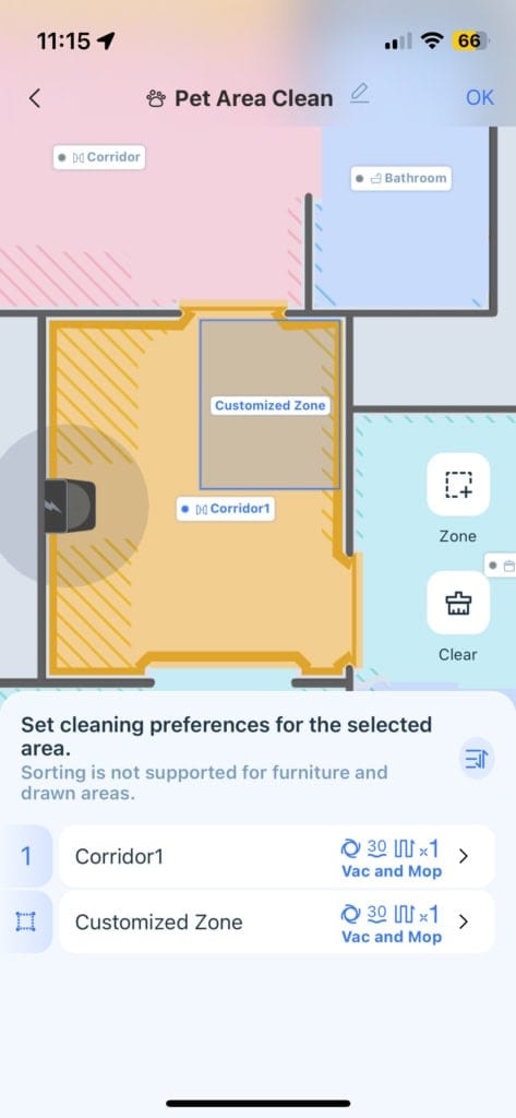 Do rutyny można dodać zarówno pomieszczenia, jak i strefy