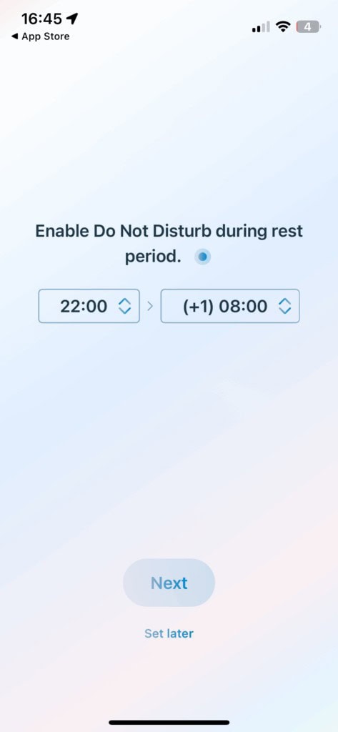 Ustawienie trybu DND, w którym odkurzacz nie może się uruchomić