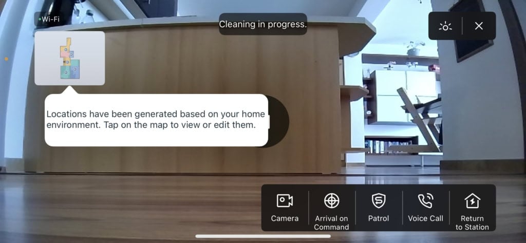 Transmisja na żywo z kamery odkurzacza w aplikacji