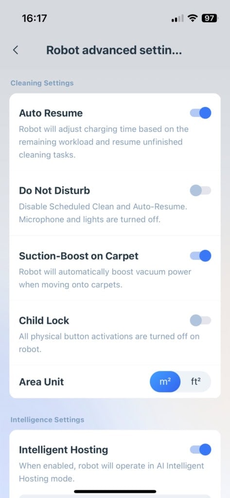 Zaawansowane ustawienia odkurzacza