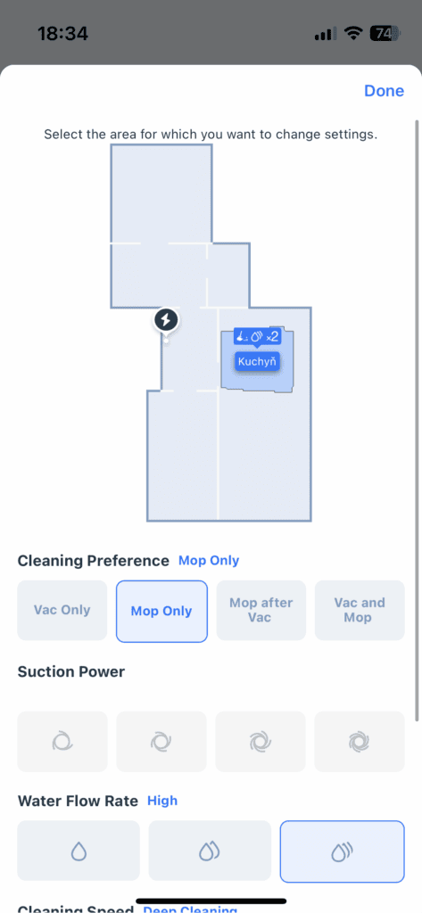 Sprzątanie można wykonać tylko w wyznaczonej strefie