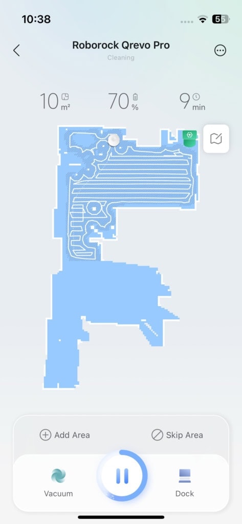 W każdej chwili podczas sprzątania możesz odesłać odkurzacz do stacji dokującej lub pominąć aktualne pomieszczenie
